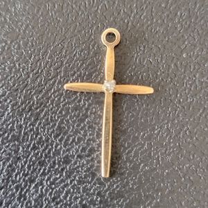 Gold Cross Pendant w/ Center Diamond Accent